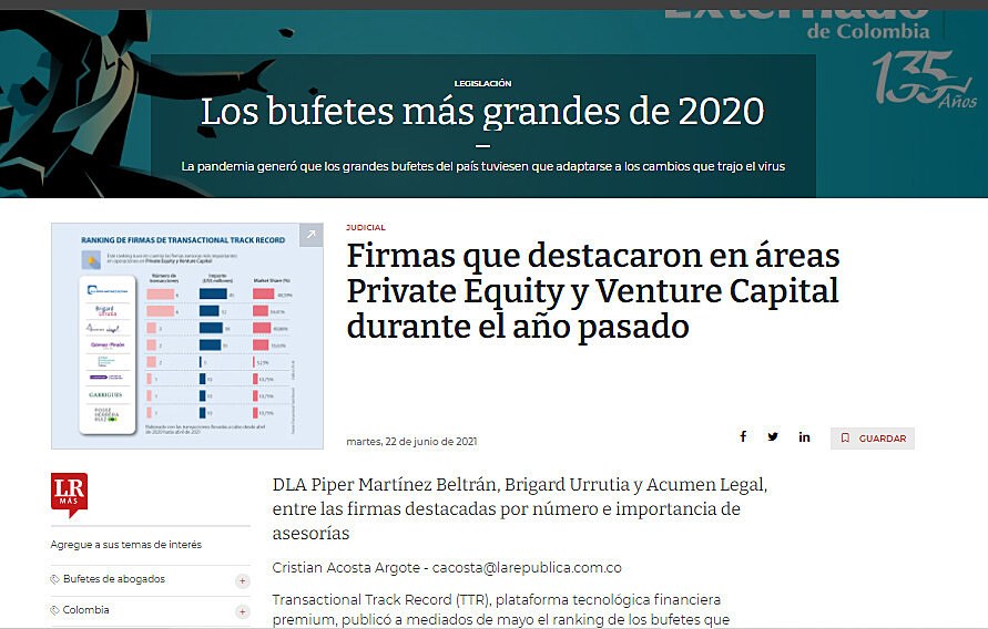 Firmas que destacaron en reas Private Equity y Venture Capital durante el ao pasado